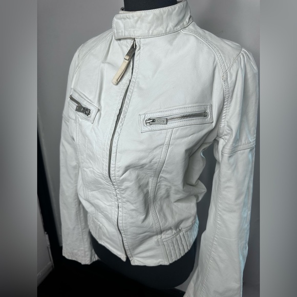 Vintage Diesel White Leather Zip-Up Jacket - Picture 5 of 17